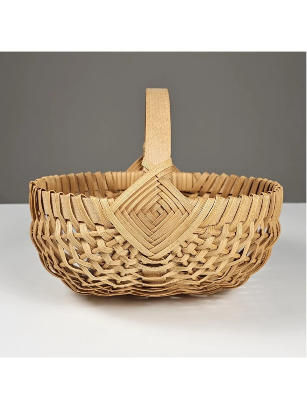 Vintage Woven Buttocks Basket - Appalachian Egg Gathering Melon Basket, 8